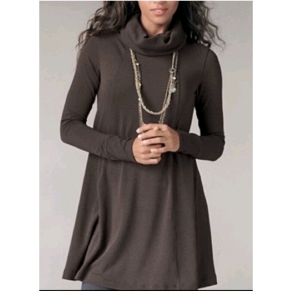 CAbi Chocolate Brown Jersey Knit Cowl-Neck Dress S